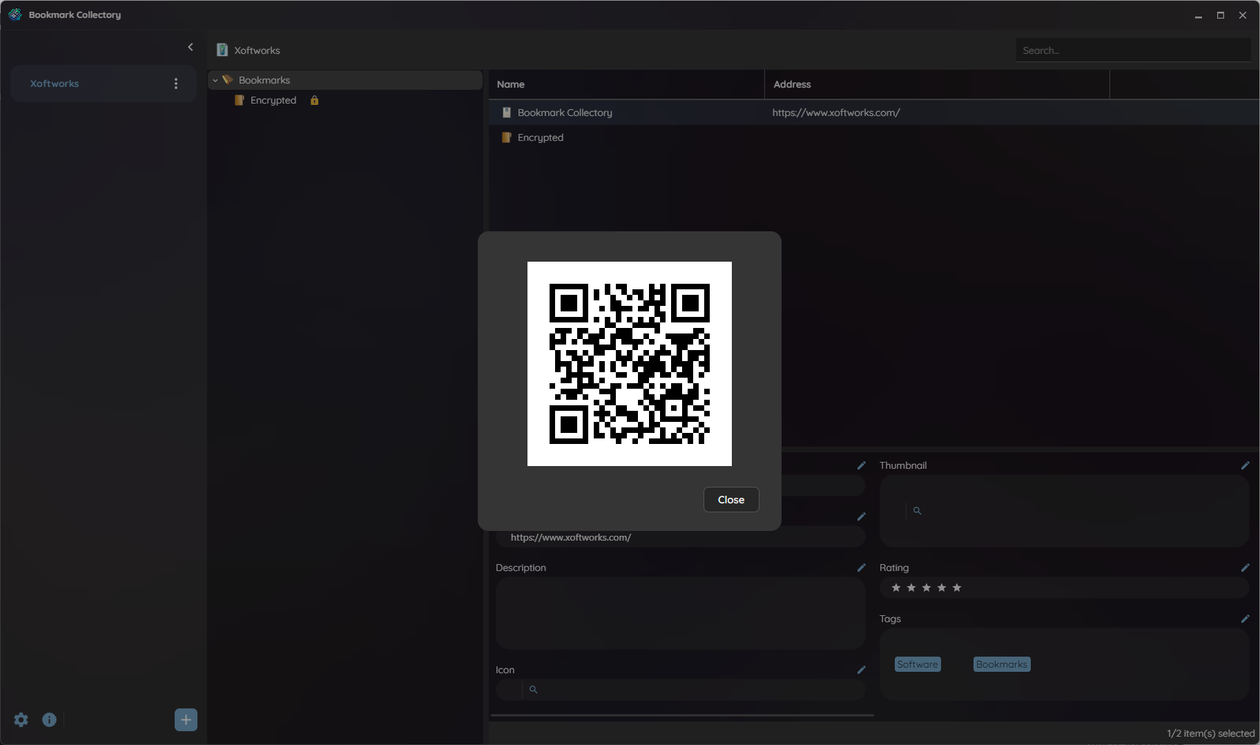 Bookmark Collectory URL as QR Code